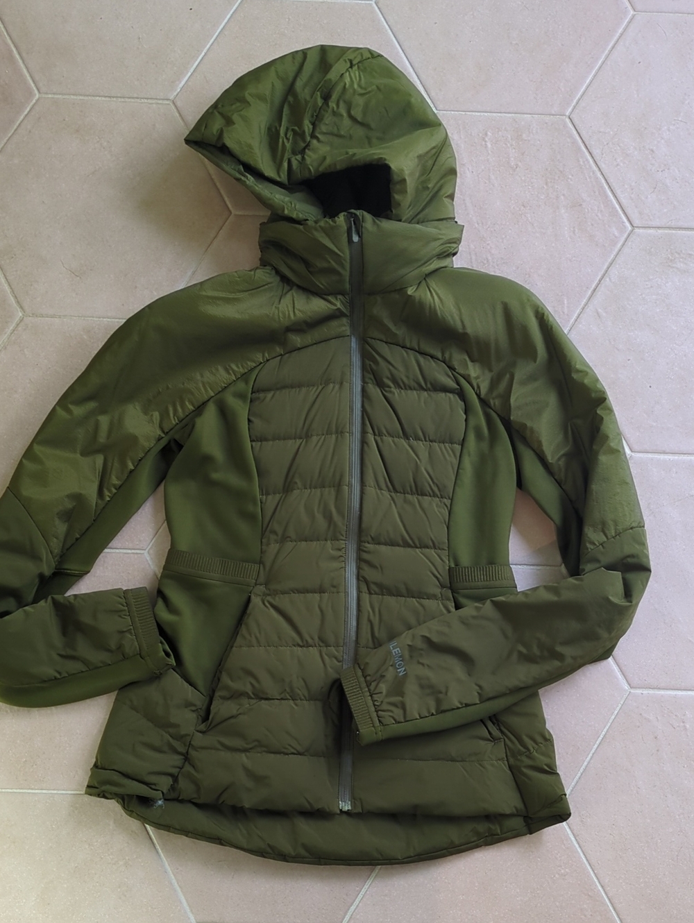 Olive Green Lululemon Down For It All Running Jacket